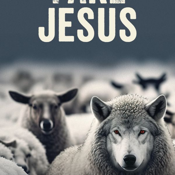 Fake Jesus book wolf in sheep's clothing with ominous gray sky